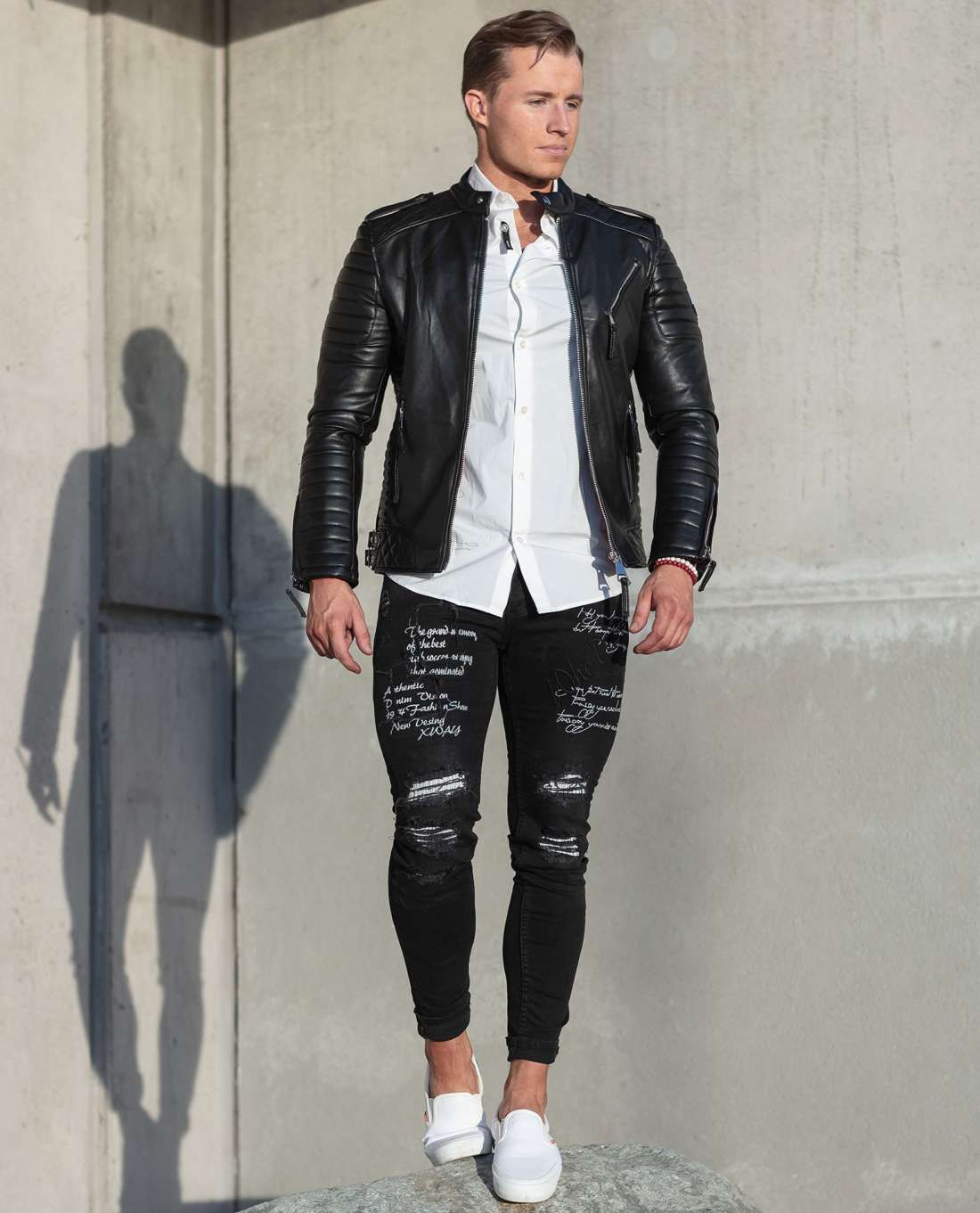 Trend Black Faux Leather Jacket Jerone